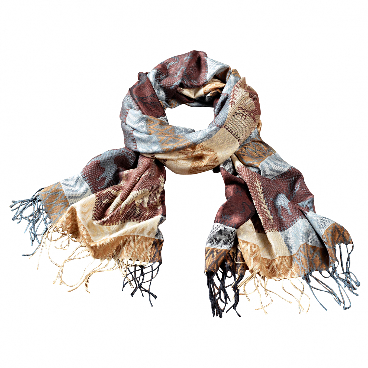 Cassandra Accessoires Women's Scarf with stag motif (earth tones) 
