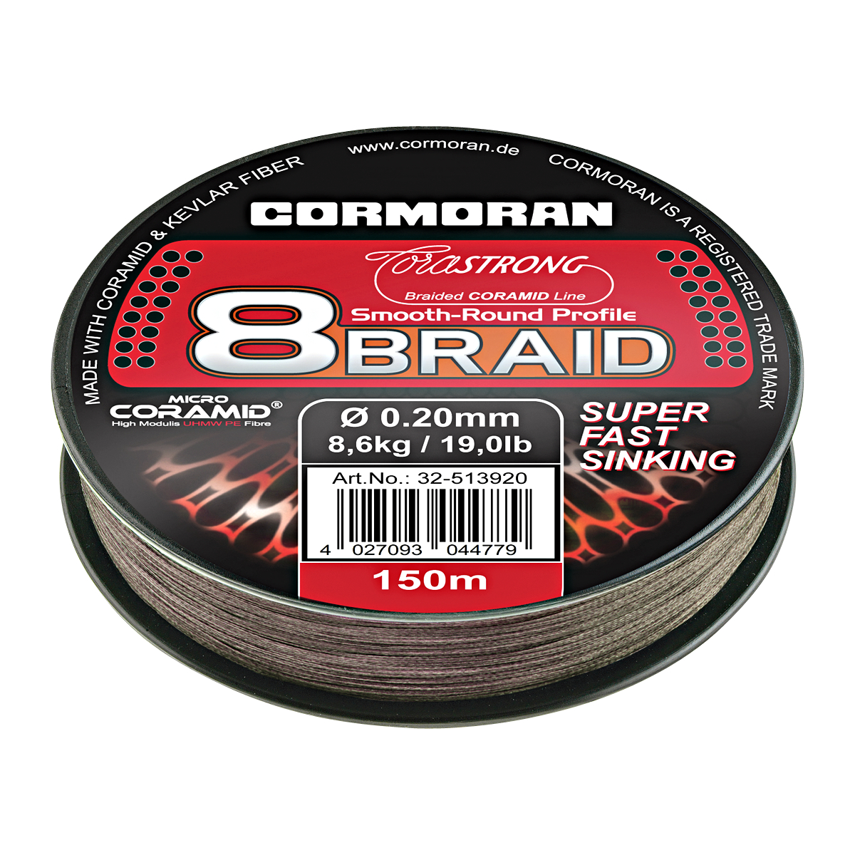 Cormoran Fishing Line Corastrong 8-Braid Super Fast Sinking (dark brown) 