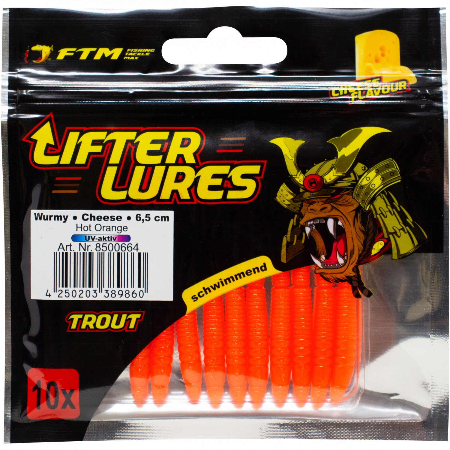 FTM Lifter Lures Wurmy, Hot Orange 