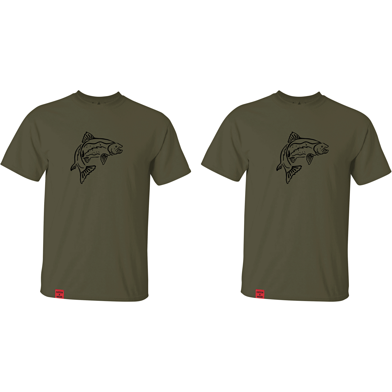 il Lago Prestige Set Of 2: Catch & Wear ‘Trout’ T-Shirt Men (Olive) 