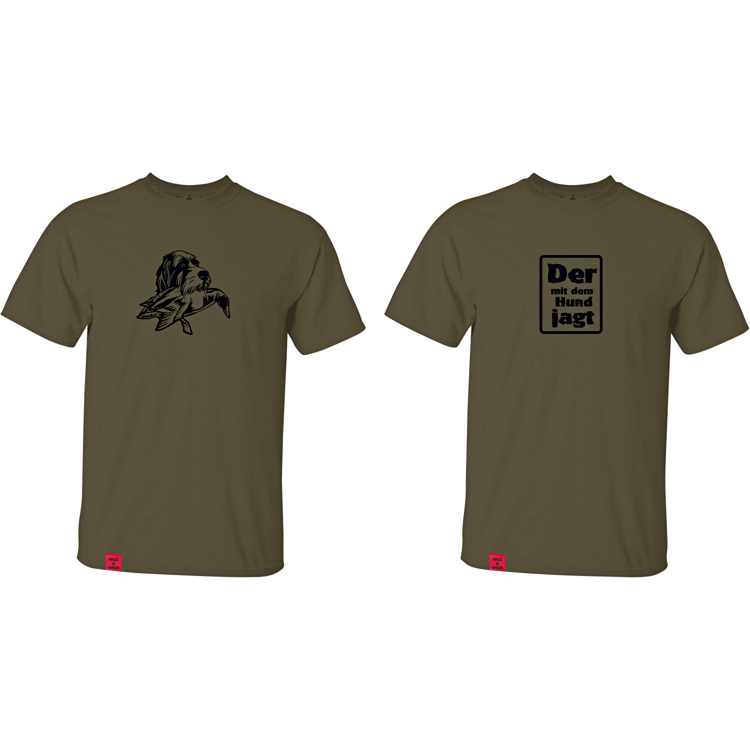 il Lago Prestige Set Of 2: Wild & Wear T-Shirt ‘Der Mit Dem Hund Jagt’ Men (Olive) 