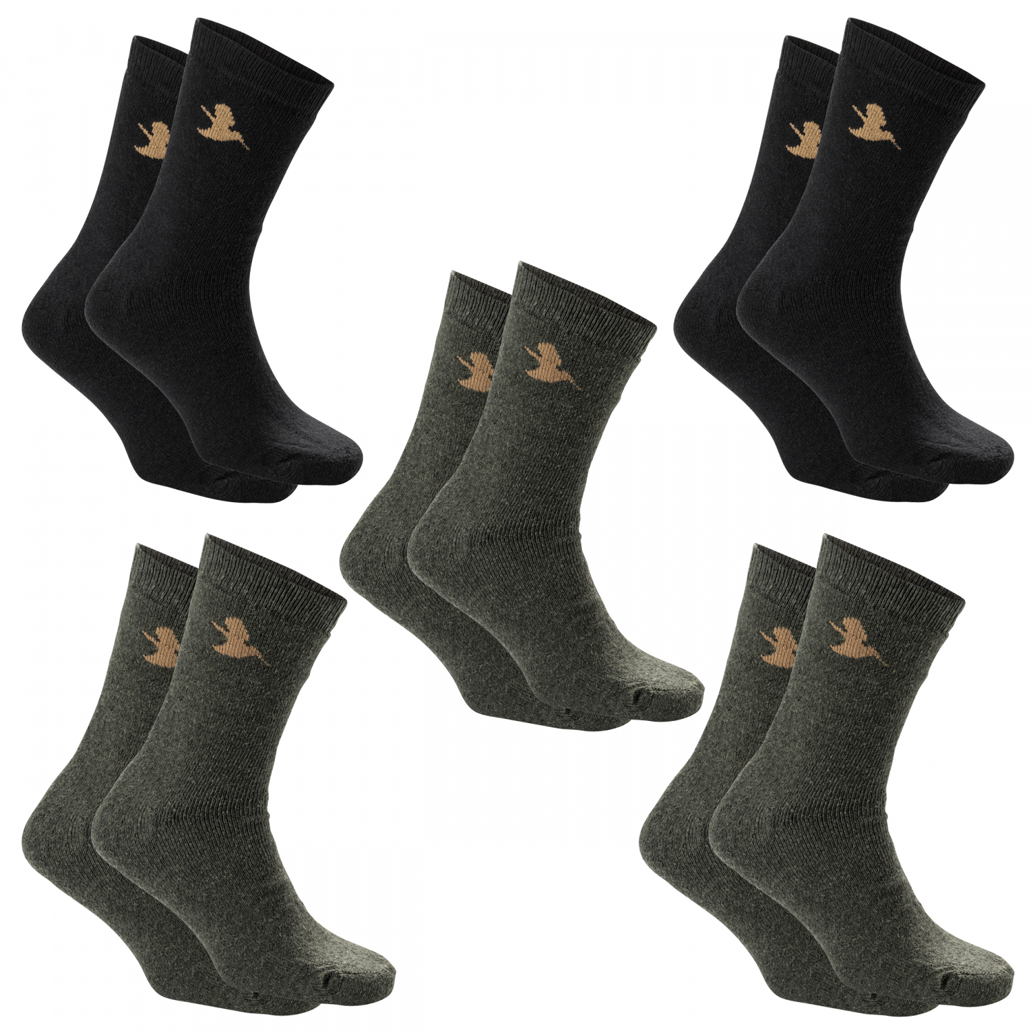 il Lago Prestige Set Of 5: Geo Pro Thermal Socks Unisex (Olive/Black) 