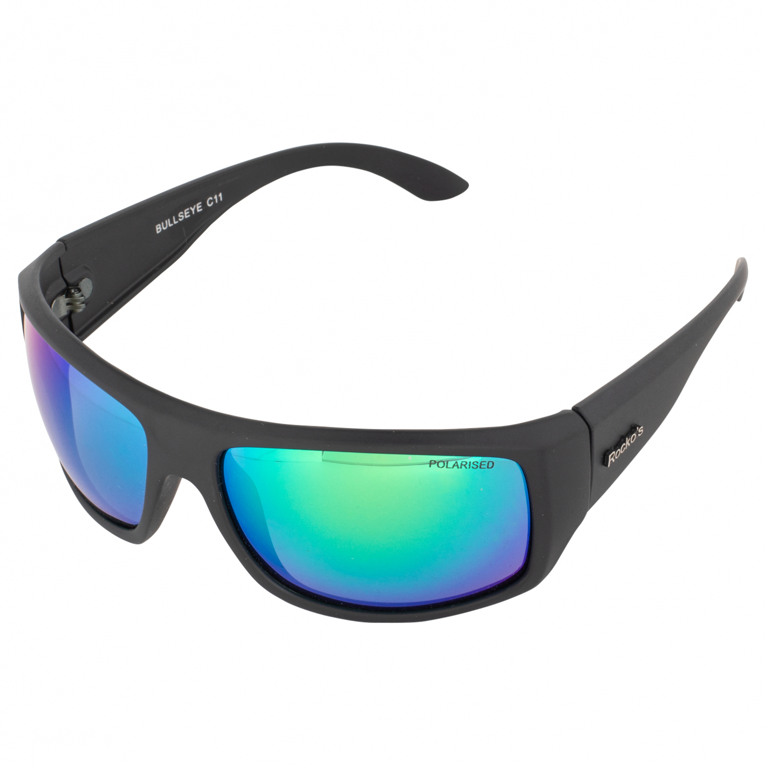 Kogha Blue Mirror Polarised Glasses (Black/Blue-Green Lenses) 