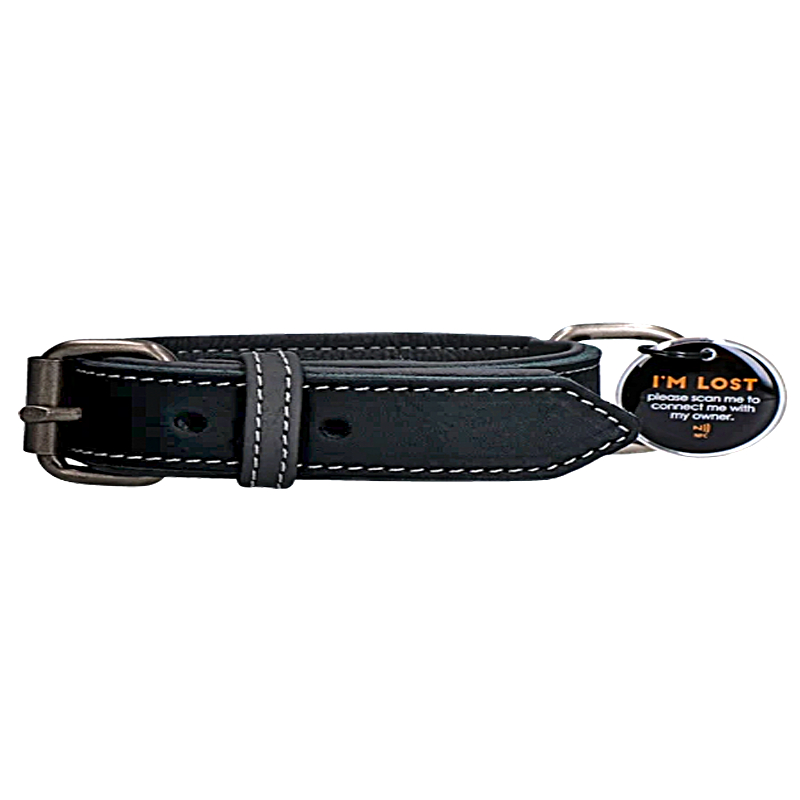 Leather collar, black 