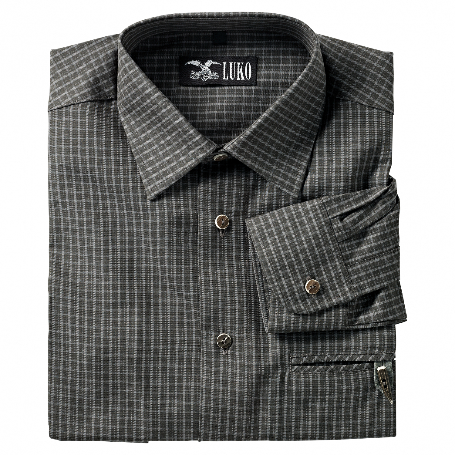 Luko Men's Shirt check (olive/grey) 