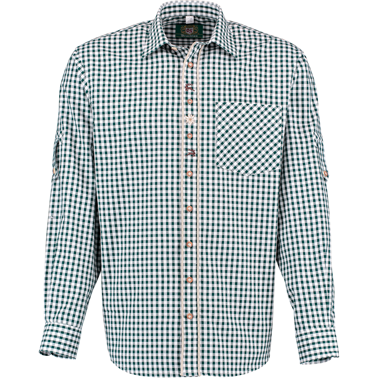 OS Trachten Latee Shirt 1/1 Sleeve Regular Fit Men (Dark Green) 