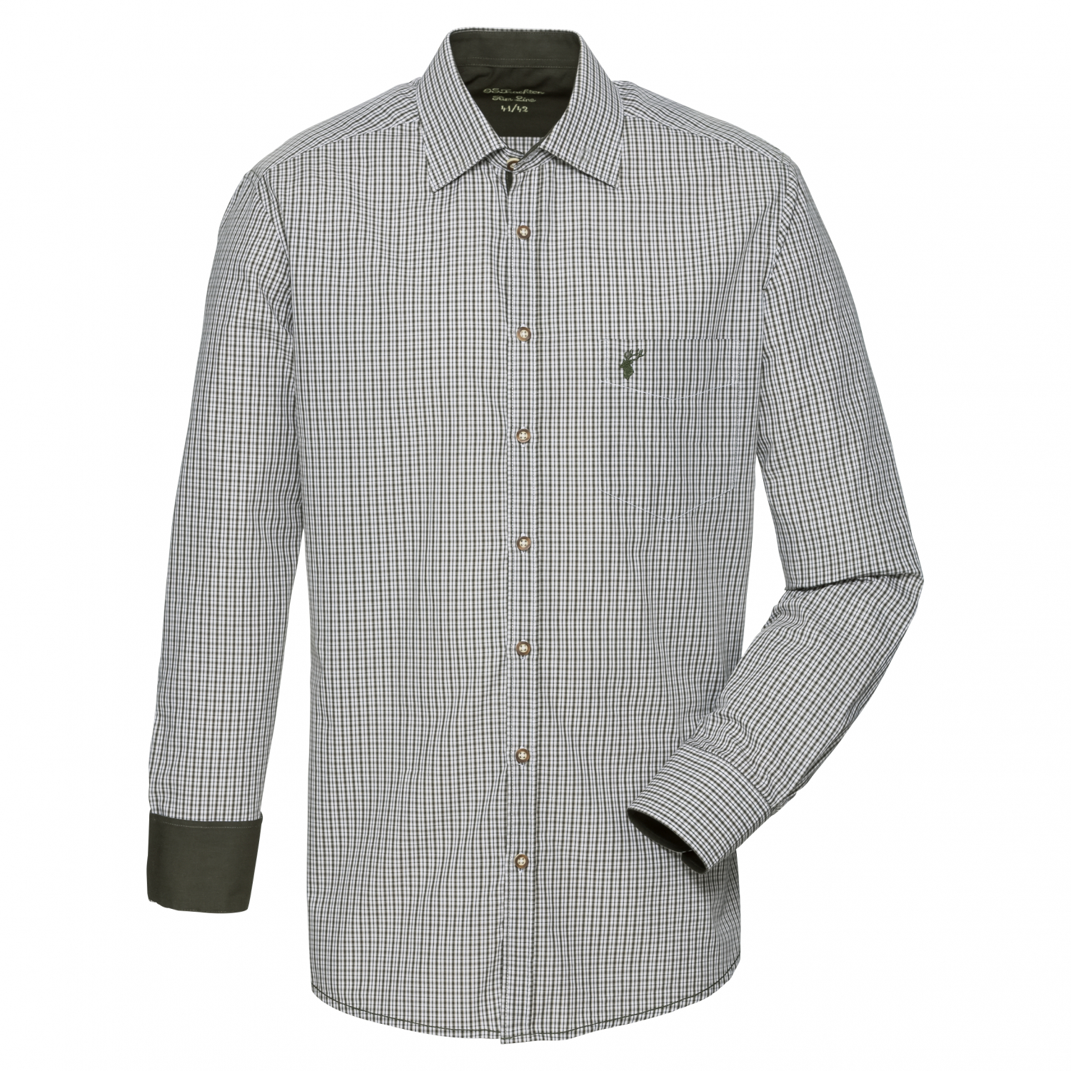 OS Trachten Snivy Shirt 1/1 Sleeve Slim Fit Men (Dark Green) 