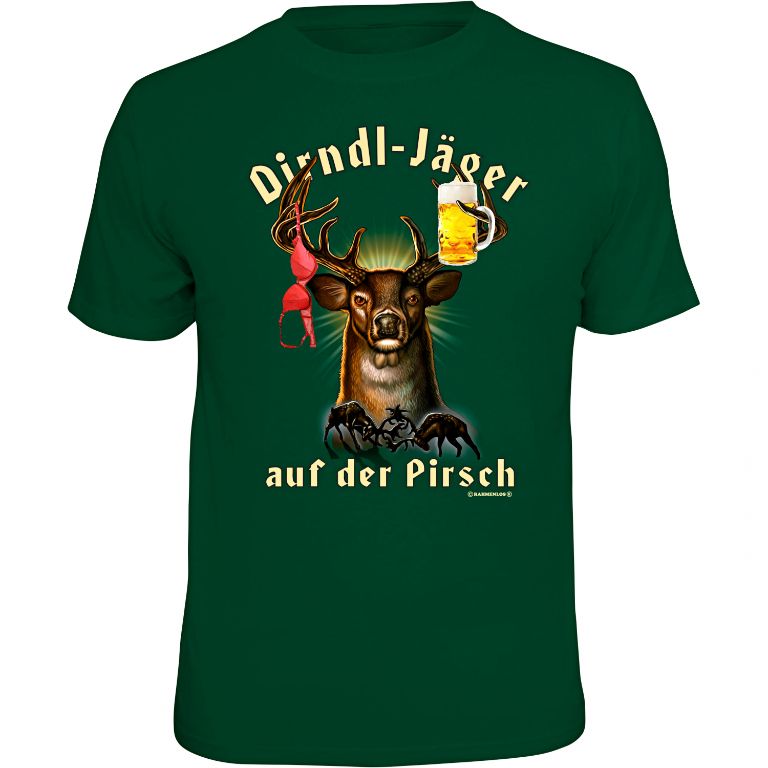 Rahmenlos "Dirndl-Jäger auf der Pirsch" T-Shirt Men (Green) 