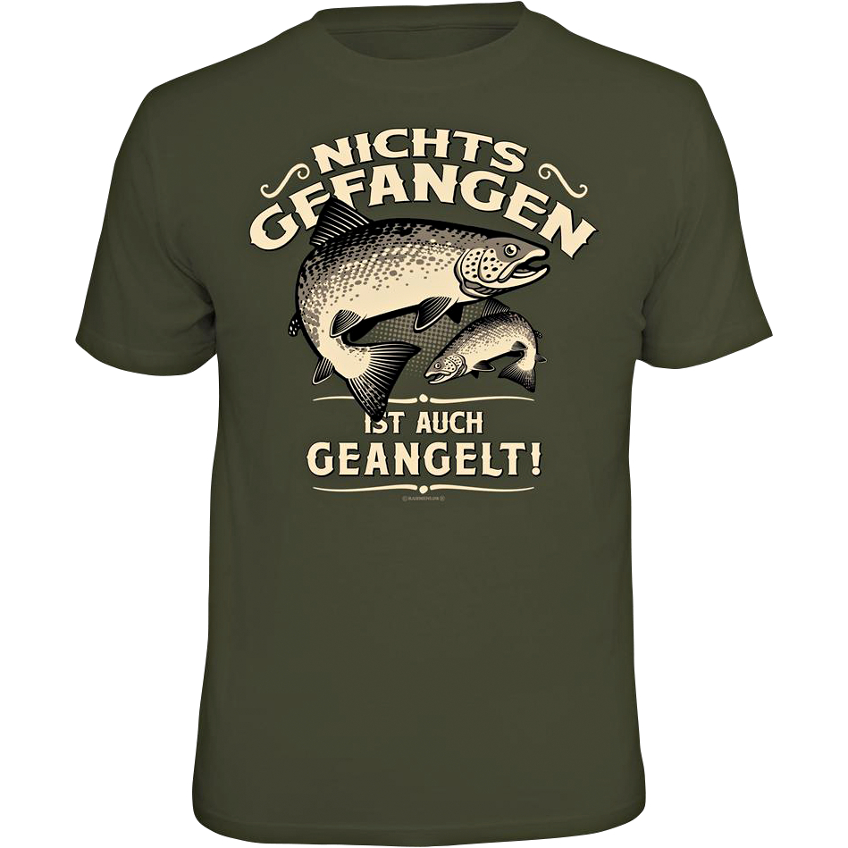 Rahmenlos "Nichts gefangen ist auch geangelt" T-Shirt Unisex (Green) 