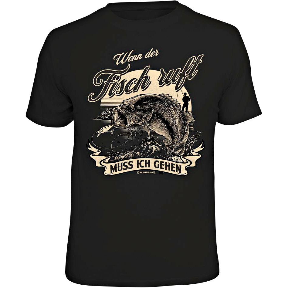 Rahmenlos "Wenn der Fisch ruft, muss ich gehen" T-Shirt Men (Black) 