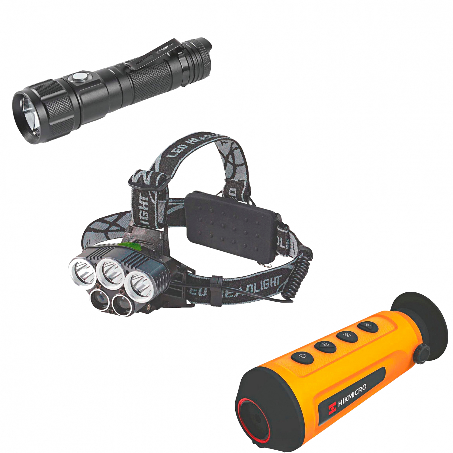 Set thermal imaging camera +flashlight +headlamp 
