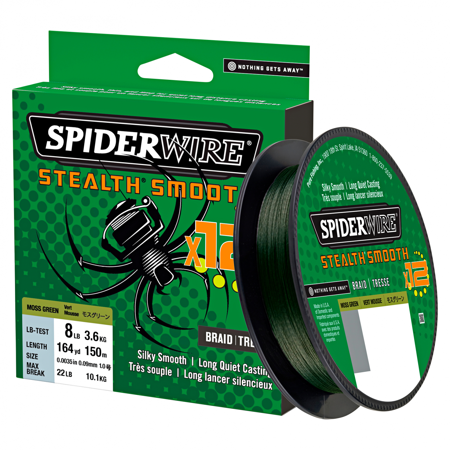 Spiderwire Fishing Line Stealth Smooth 12 Braid (Moss Green, 150 m) 