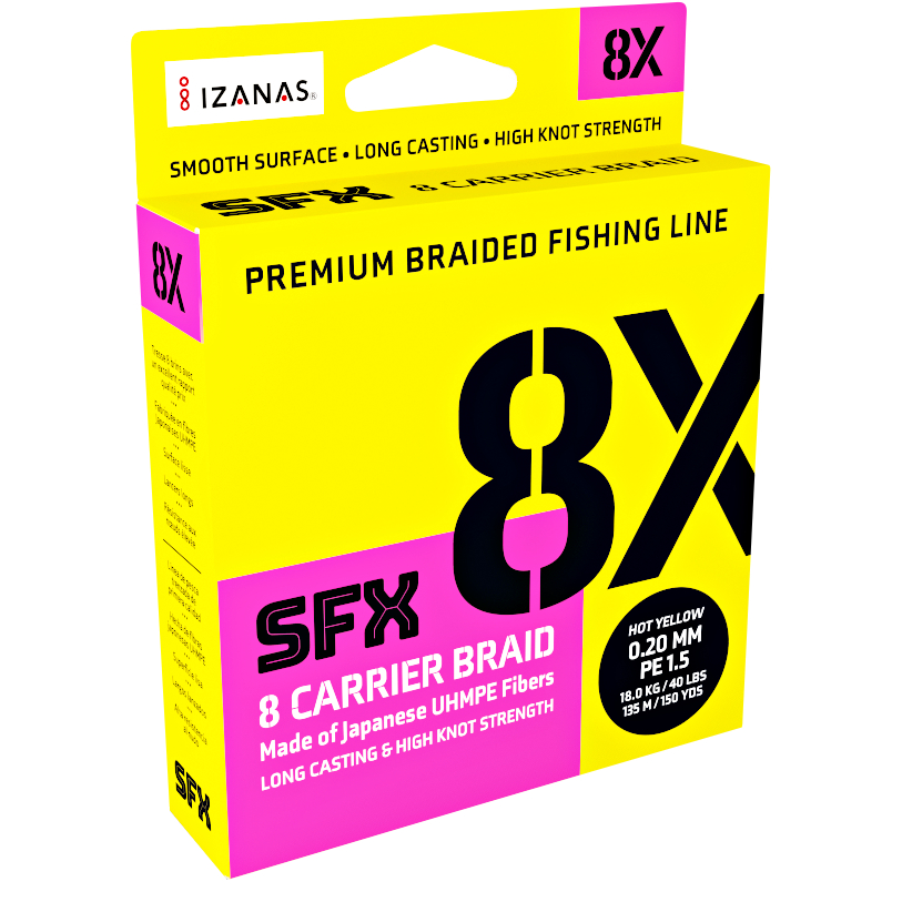 Sufix Fishing line SFX 8 Carrier Braid (135m, hot yellow) at low prices