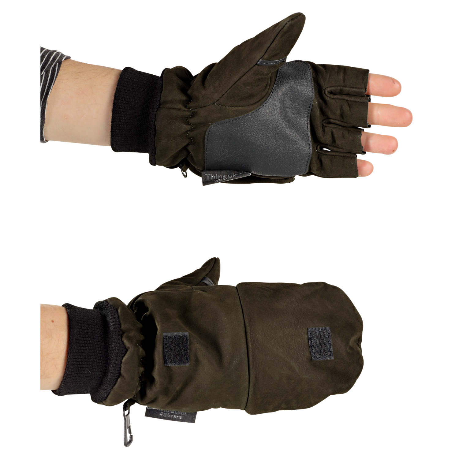 Unisex Nubuck Leather Gloves Unisex (Olive/Black) 