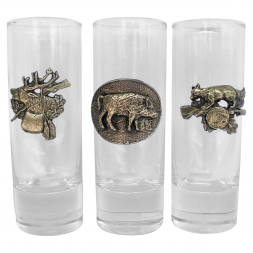 Gift Set 3 Shot Glasses with Hunting Motifs