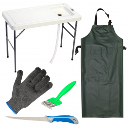Kogha Set: filleting table, PVC apron, filleting knife, bone comb + filleting glove