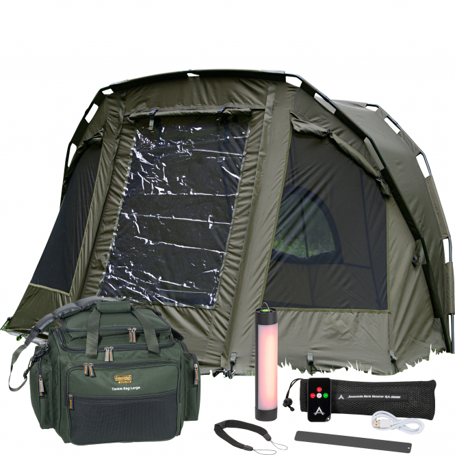 Anaconda Outdoor Set consisting of 1 x Bank Booster + 1 x 2 man carp tent Moon Breaker II + 1 x Tackle Bag L 