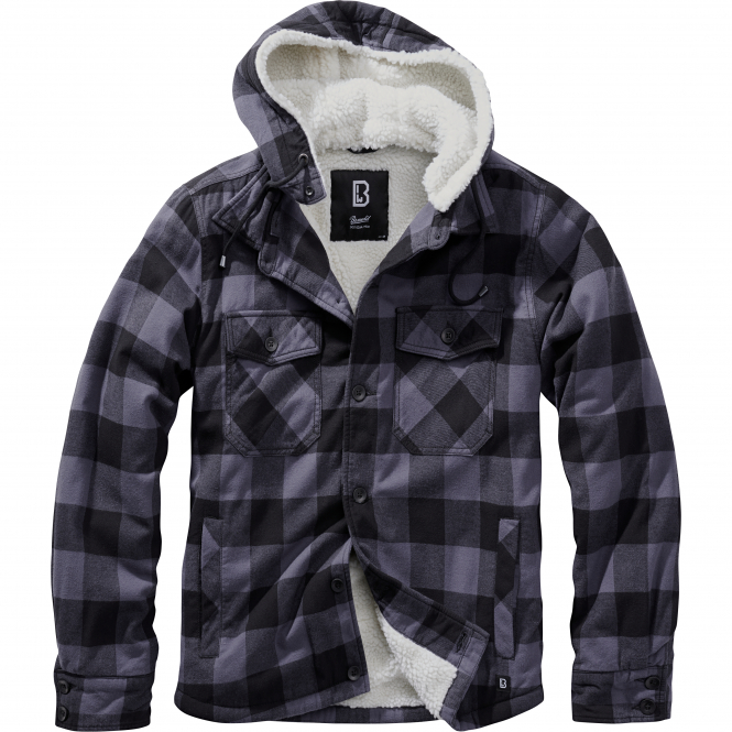 Brandit Lumber Jacket Hooded Men, With Hood (Black/Grey) 