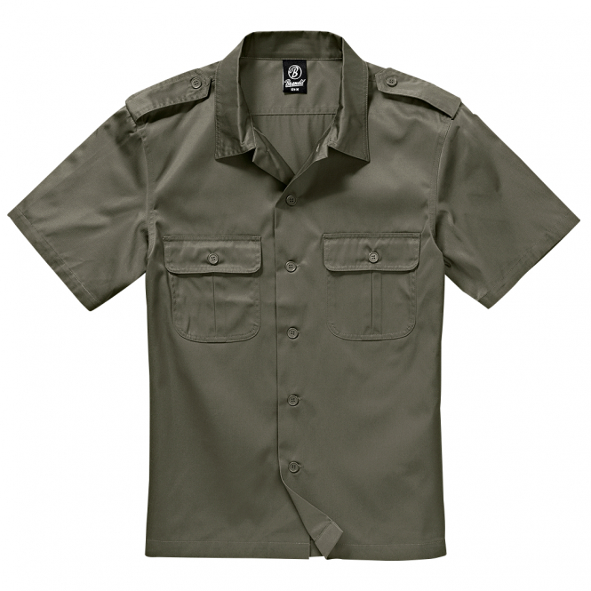 Brandit Men's Us Shirt Short Sleeve Men (Olive) 