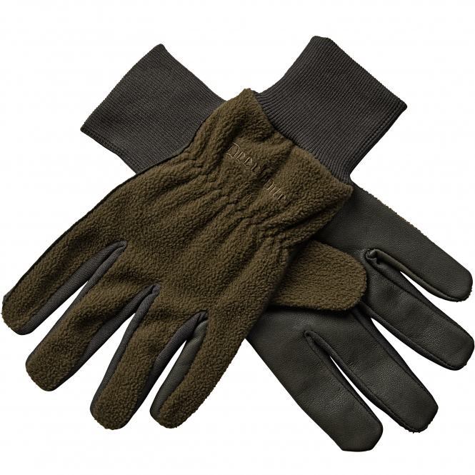 Deerhunter Fleece Gloves, With Leather (Art Green) 