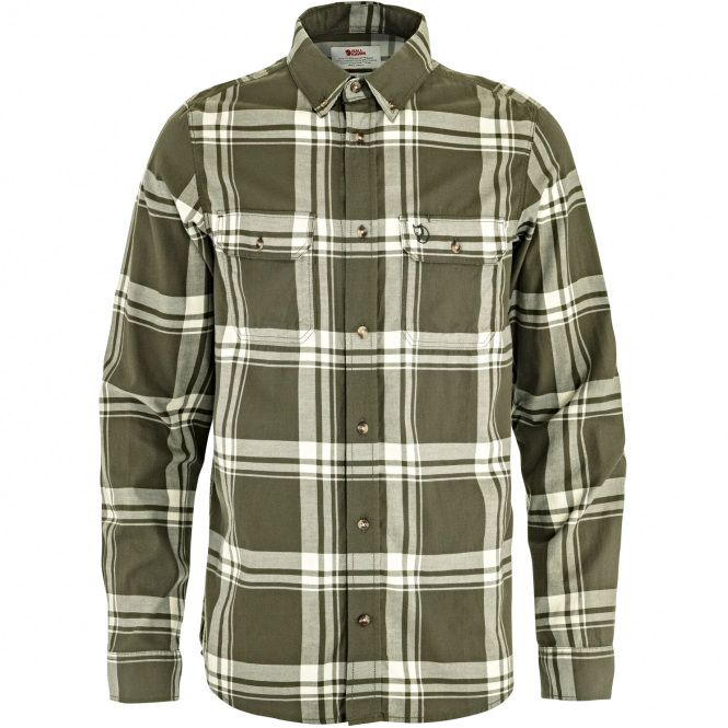 Fjällräven Övik Lite Flannel Shirt M Men (Laurel Green-Chalk White) 
