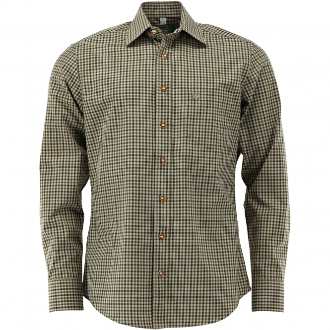 OS Trachten Tupopa Shirt 1/1 Sleeve Slim Fit Men (Dark Green) 