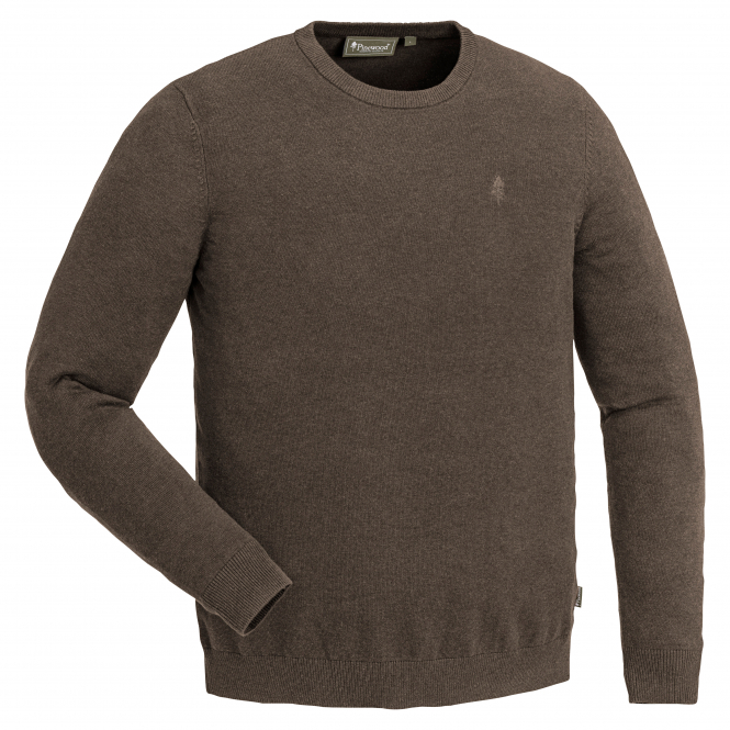 Pinewood Round Neck Knit Sweater Värnamo (brown melange) 