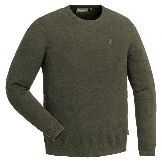 Pinewood Round Neck Knit Sweater Värnamo (green melange) 