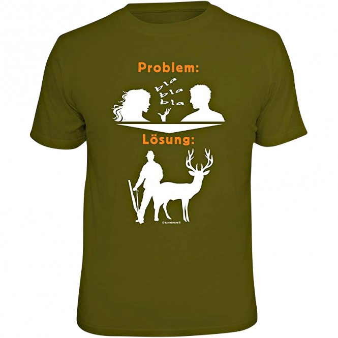 Rahmenlos "Problem blabla, Lösung: Jagen" T-Shirt Men (Olive) 