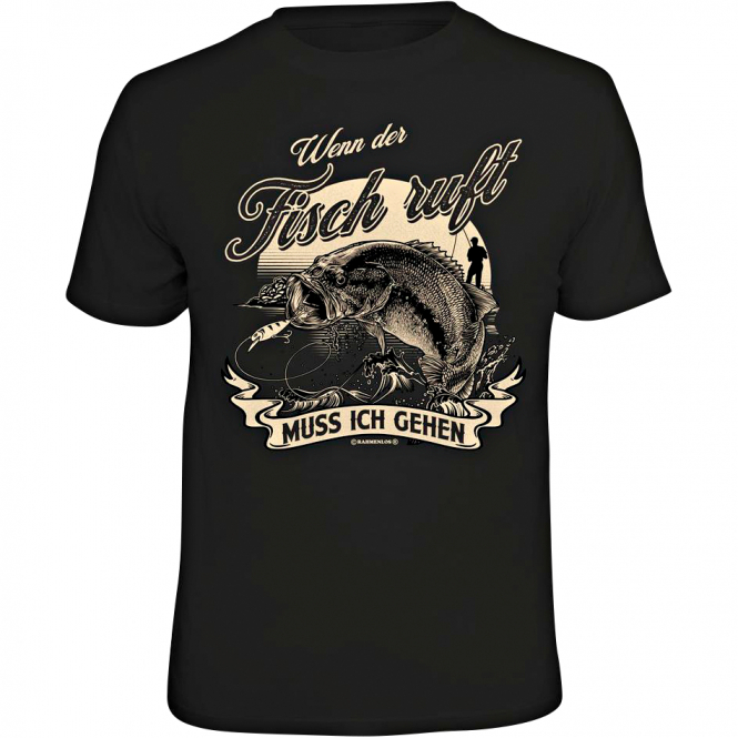 Rahmenlos "Wenn der Fisch ruft, muss ich gehen" T-Shirt Men (Black) 