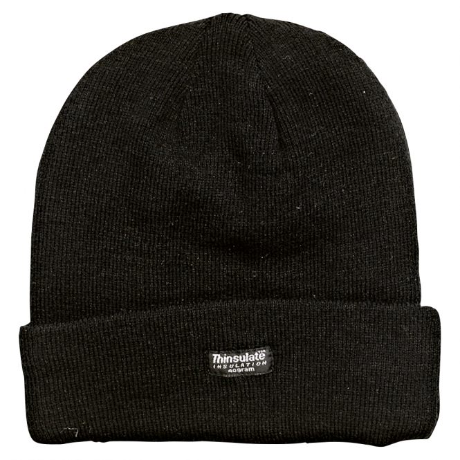Thinsulate Beanie Unisex, With Turn-Up (Black) 