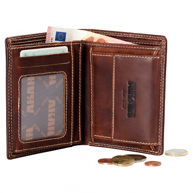 Akah Big Five Wallet, Portrait (Brown)