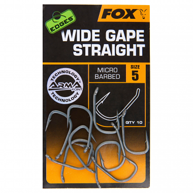 Fox Fishing hooks Edges Wide Gape Straight Hooks X10