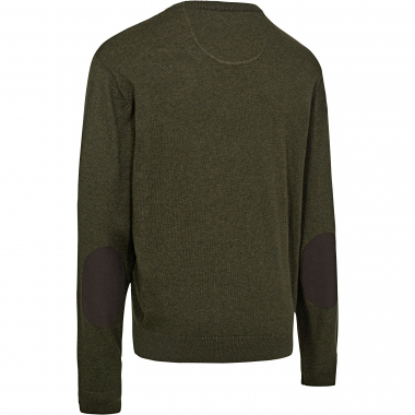 Harrington Knitted Jumper Men, With Round Neck (Forest Ember Melange)