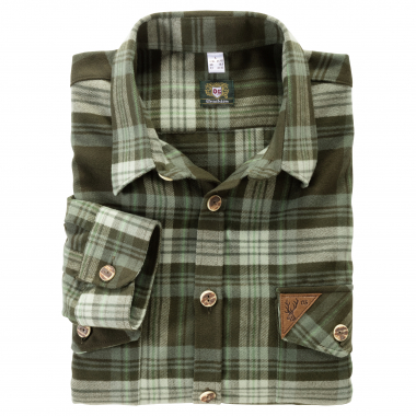OS Trachten Men's Longsleeve Shirt Flannel (olive striped)
