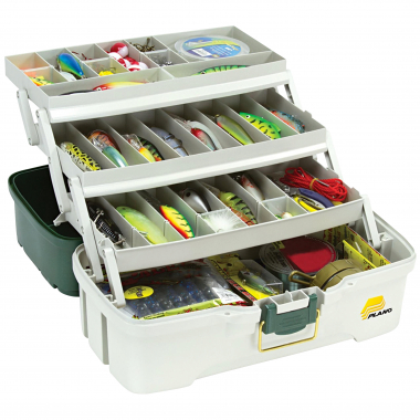 Plano Tackle Box with Three Compartments (Green Metallic/Off-White)