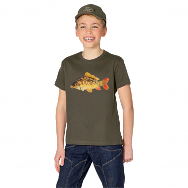 T-Shirt Kids, With Mirror Carp Motif (Olive)