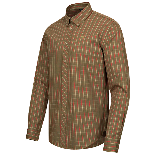 Blaser Men's Shirt Tristan 22 Dark Olive/Red Checkered 