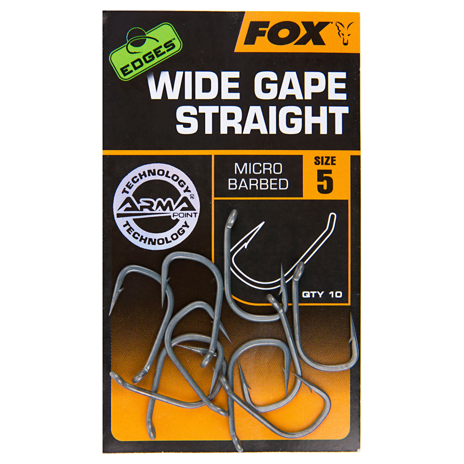 Fox Carp Fishing hooks Edges Wide Gape Straight Hooks X10 
