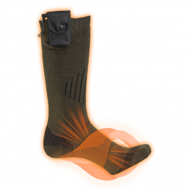 Almwalker Red Level Feuerland Knee Socks, Unisex, Heated (Olive)