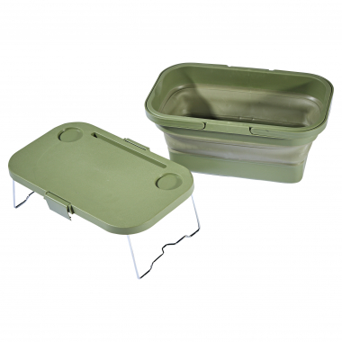 Foldable bucket with table