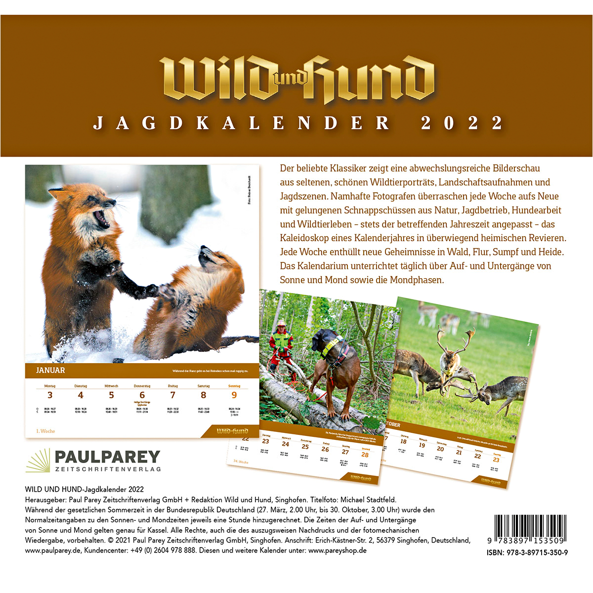 Wild & Dog Table Hunting Calendar 2022 (In German) 