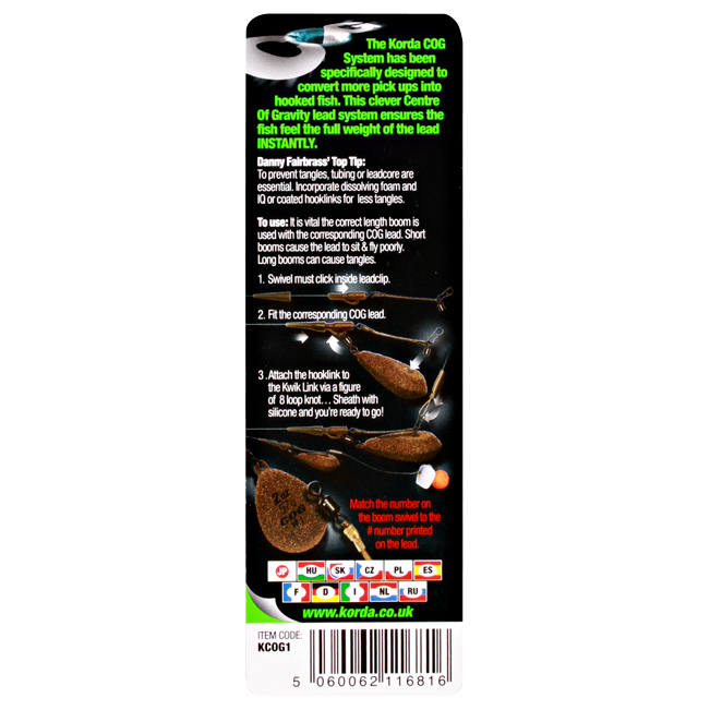 Korda COG Kit for Flat Distance Swivel Lead System 