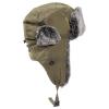  Kunstfell Mütze Unisex (Oliv/Grau) 