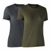  2er-Pack Ladies Basis T-Shirts Damen (Adventure Green Melange, Grey Melange) 
