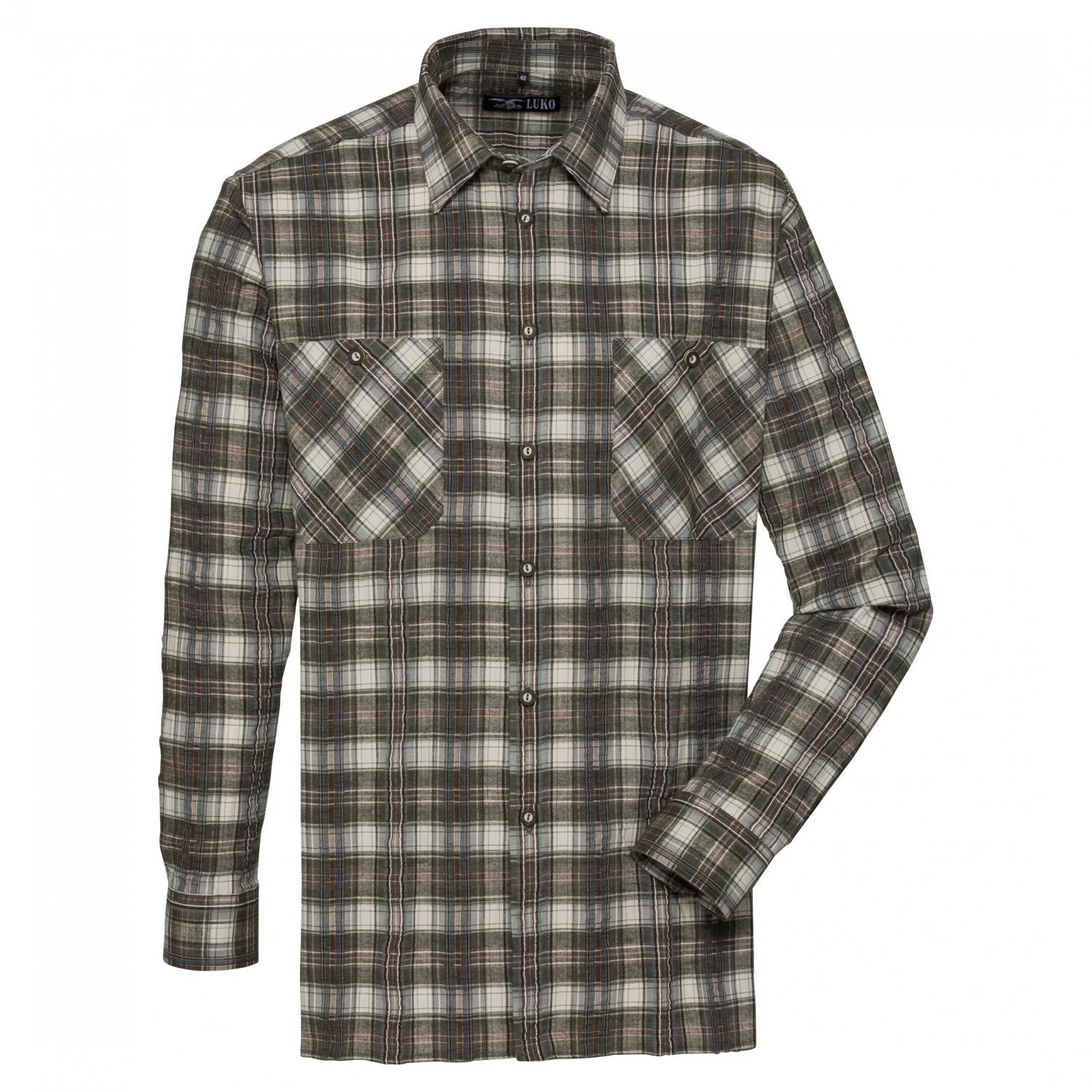  Oberhemd Seersucker Herren (Khaki/Weiß) 