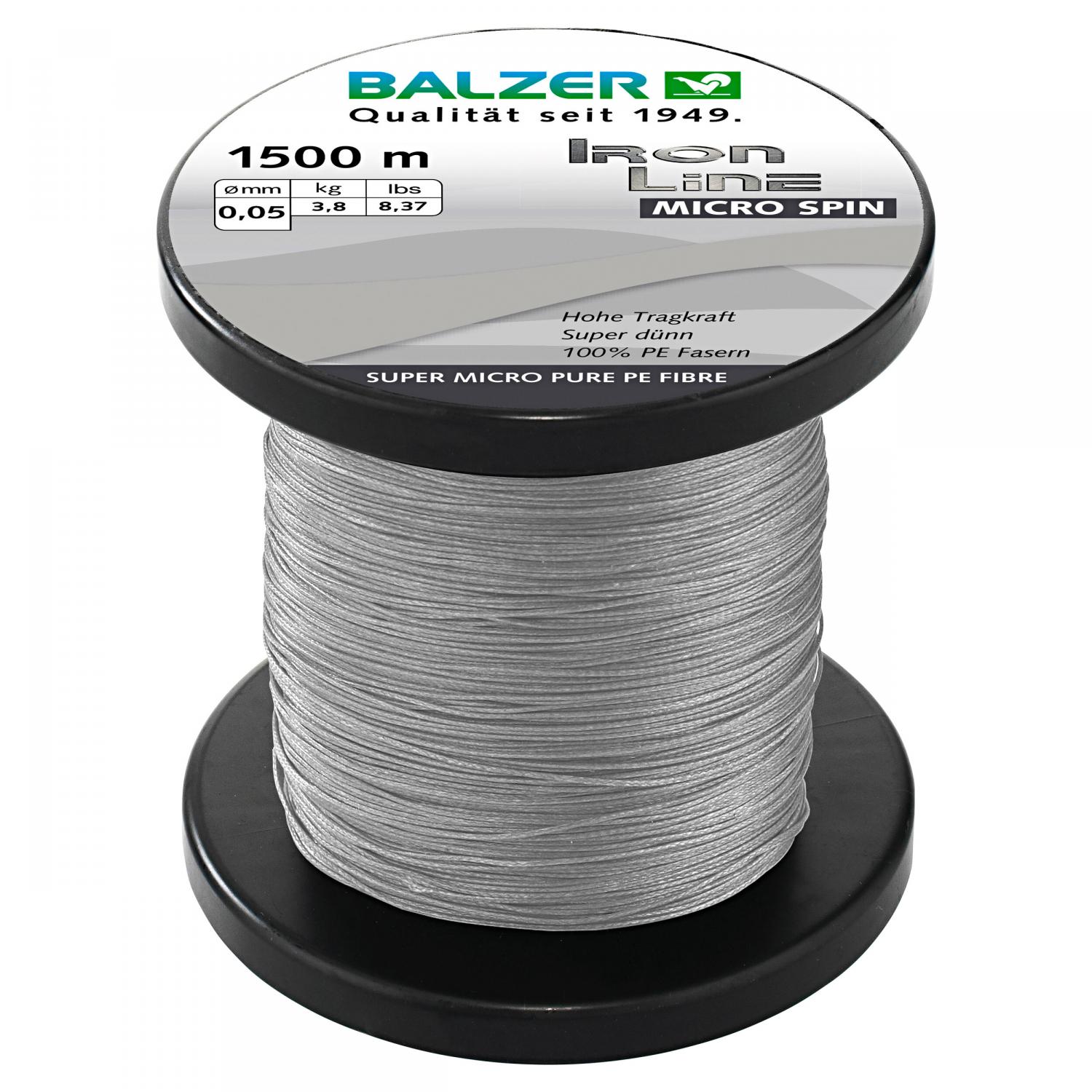  Angelschnur Iron Line Micro Spin (grau, 1.500 m) 