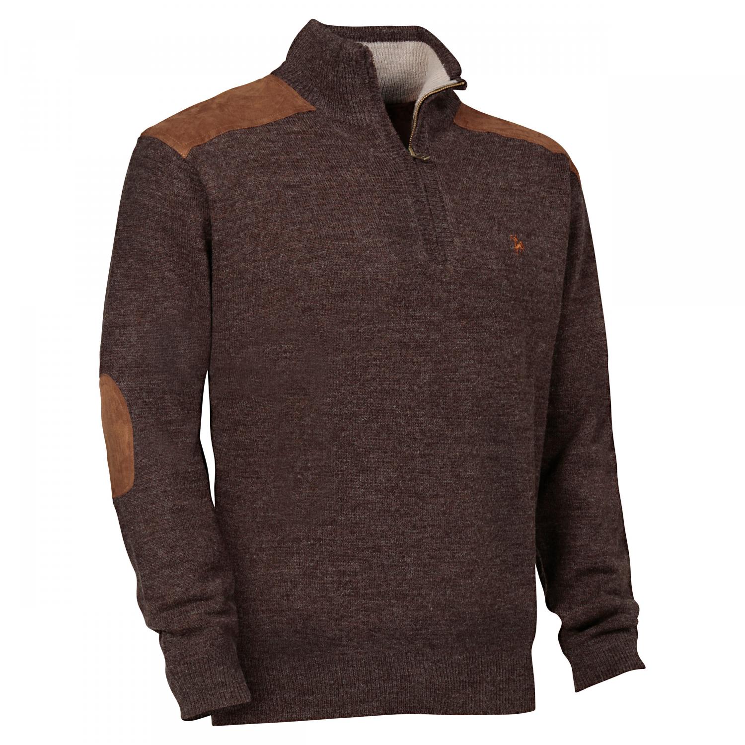  Fox Zipper Pullover Herren, m. Fuchs-Stickerei (Braun) 