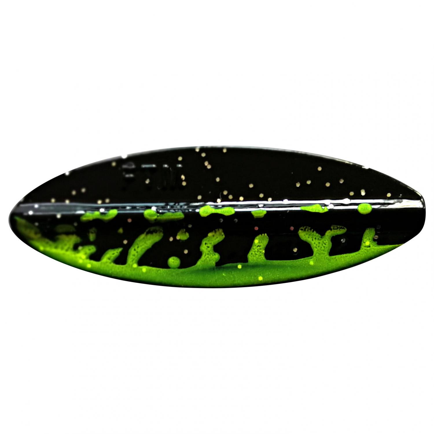  Trout Spoon Fishing Tackle Max Omura Inline (Chartreuse/Schwarz UV) 