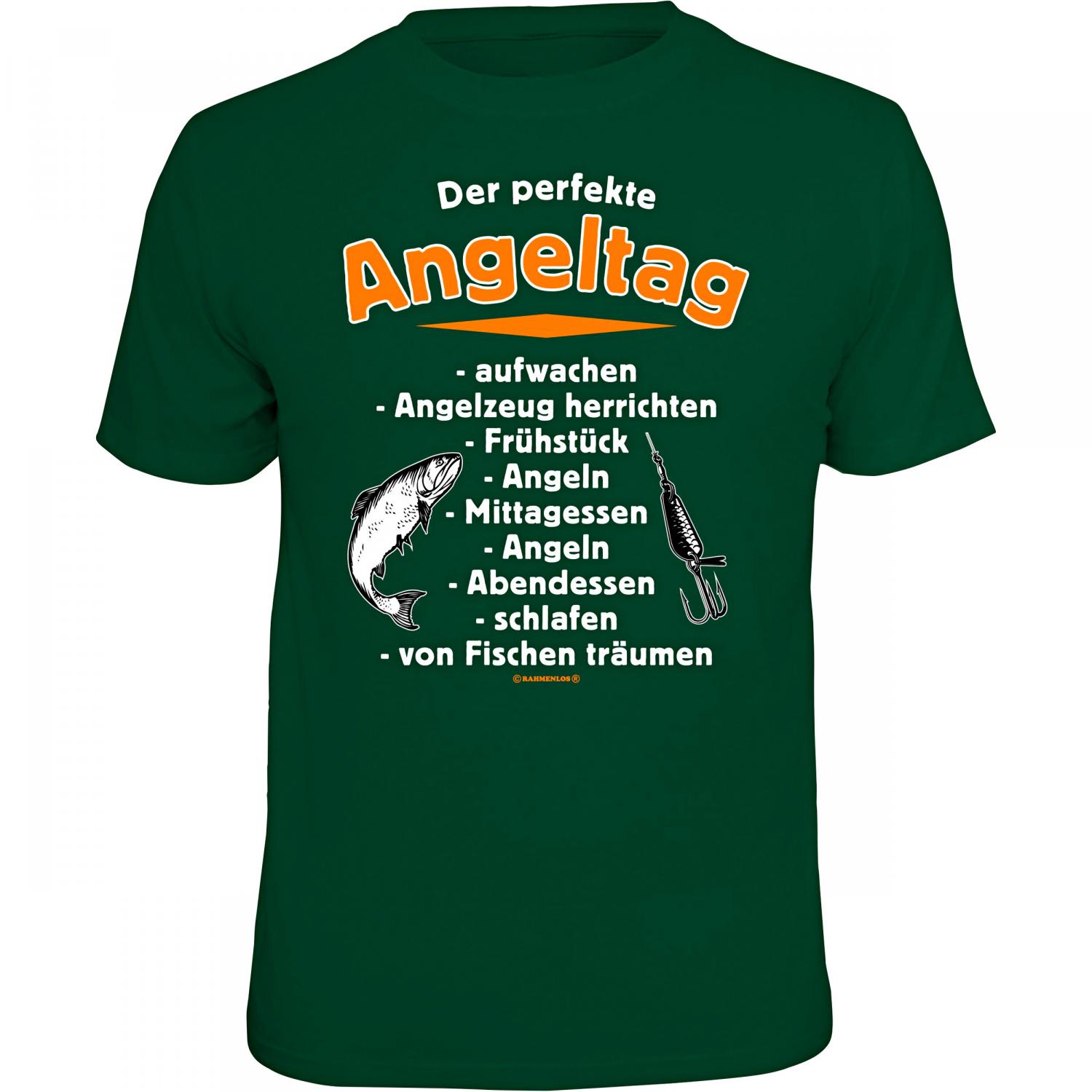 Rahmenlos "Der perfekte Angeltag" T-Shirt Herren (Grün) 